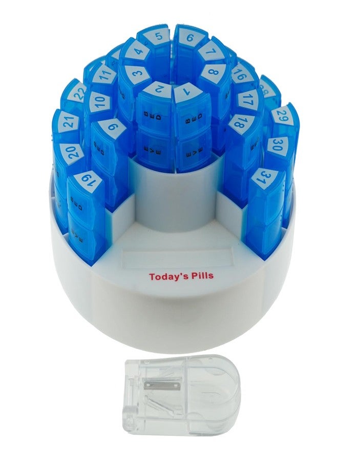Deke Home - 31 Day Monthly Pill Organizer XL with Pill Cutter, BPA-Free, 4 Times a Day (AM PM), Large Pill Box for Multiple Daily Doses, Removable Compartments, Hard Case Travel Dispenser - Image 1